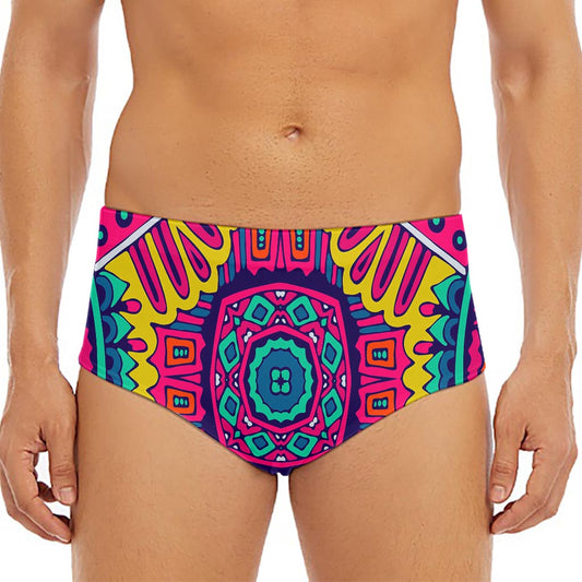 Colorful Mandala Bohemian Pattern Print Men's Triangle Swim Briefs