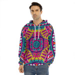 Colorful Mandala Bohemian Pattern Print Men's Velvet Pullover Hoodie