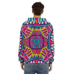 Colorful Mandala Bohemian Pattern Print Men's Velvet Pullover Hoodie