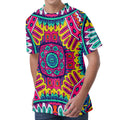 Colorful Mandala Bohemian Pattern Print Men's Velvet T-Shirt