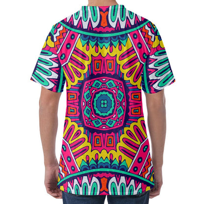 Colorful Mandala Bohemian Pattern Print Men's Velvet T-Shirt