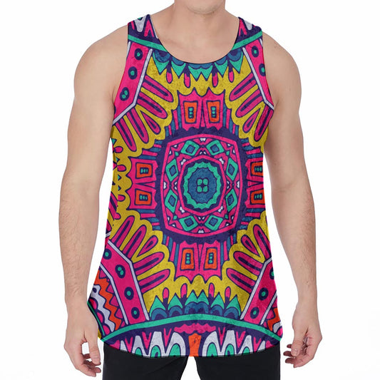 Colorful Mandala Bohemian Pattern Print Men's Velvet Tank Top