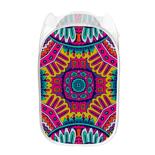 Colorful Mandala Bohemian Pattern Print Mesh Laundry Hamper