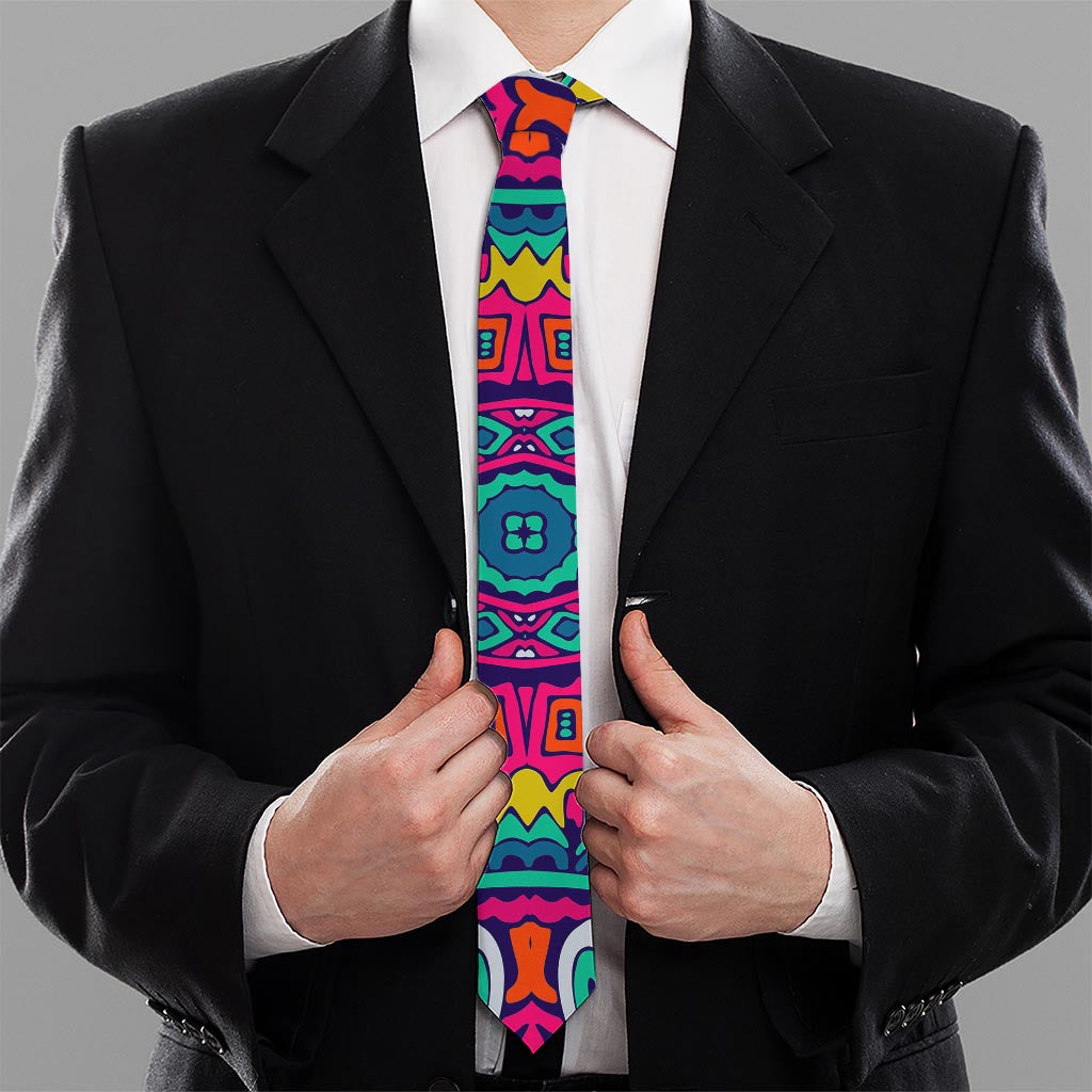 Colorful Mandala Bohemian Pattern Print Necktie