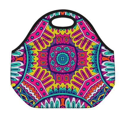 Colorful Mandala Bohemian Pattern Print Neoprene Lunch Bag