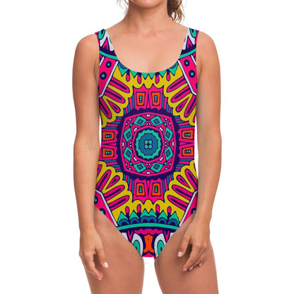 Colorful Mandala Bohemian Pattern Print One Piece Swimsuit