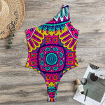 Colorful Mandala Bohemian Pattern Print One Shoulder Bodysuit