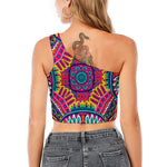 Colorful Mandala Bohemian Pattern Print One Shoulder Crop Top