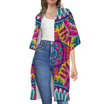 Colorful Mandala Bohemian Pattern Print Open Front Beach Cover Up