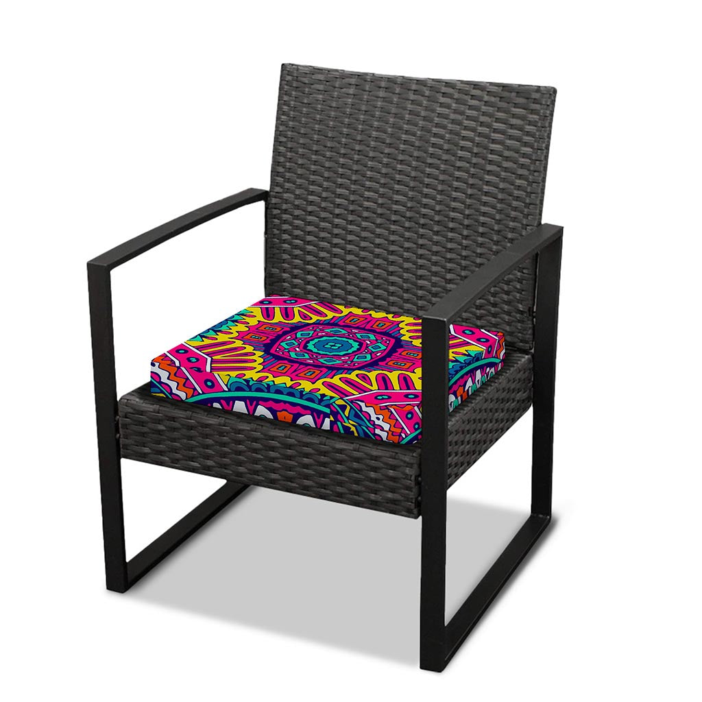 Colorful Mandala Bohemian Pattern Print Outdoor Seat Cushion Cover