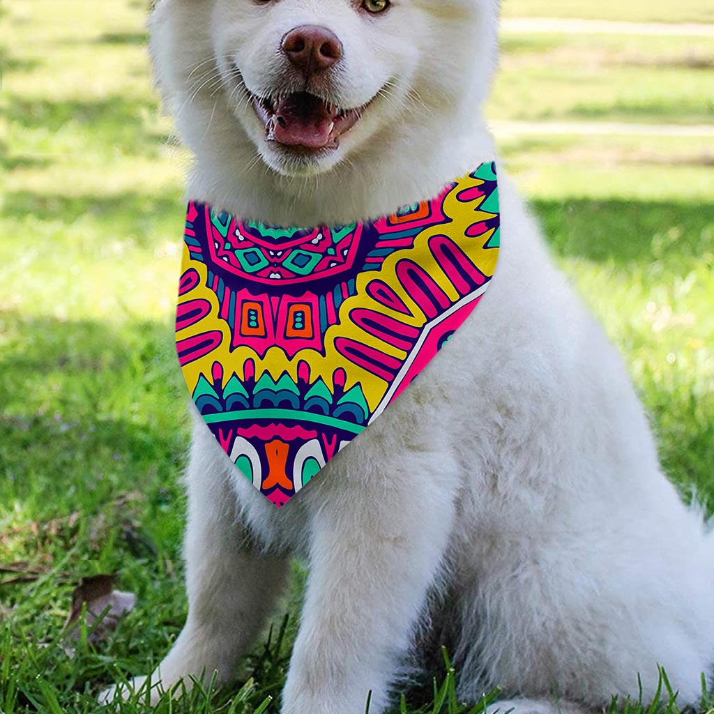 Colorful Mandala Bohemian Pattern Print Over The Collar Dog Bandana