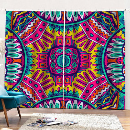Colorful Mandala Bohemian Pattern Print Pencil Pleat Curtains