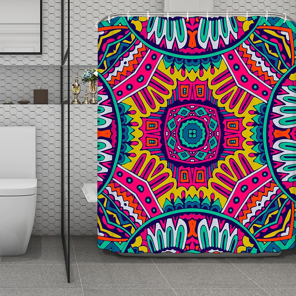 Colorful Mandala Bohemian Pattern Print Polyester Shower Curtain