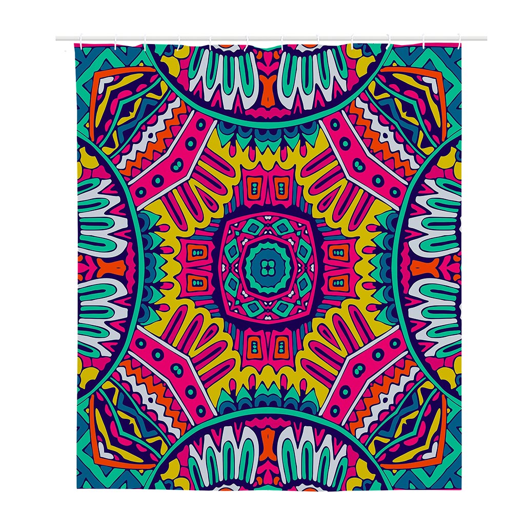 Colorful Mandala Bohemian Pattern Print Polyester Shower Curtain