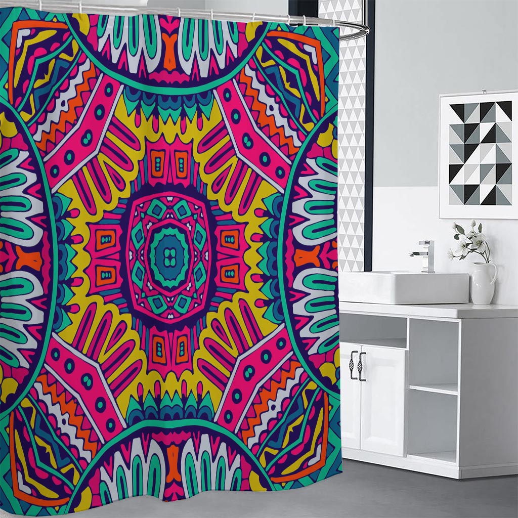 Colorful Mandala Bohemian Pattern Print Premium Shower Curtain