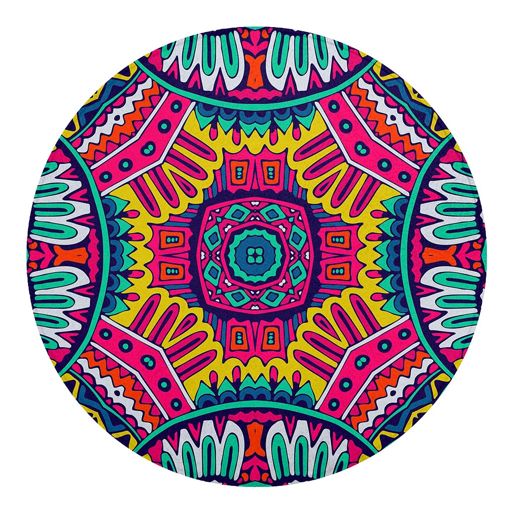 Colorful Mandala Bohemian Pattern Print Round Blanket