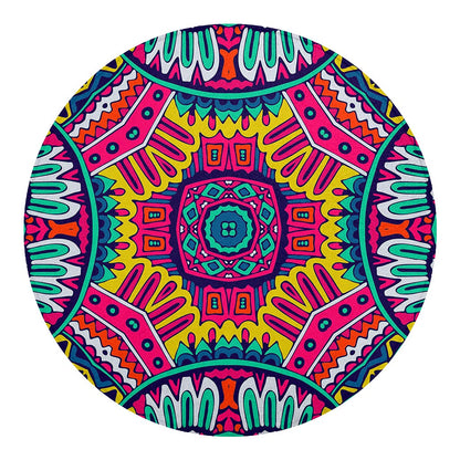 Colorful Mandala Bohemian Pattern Print Round Blanket