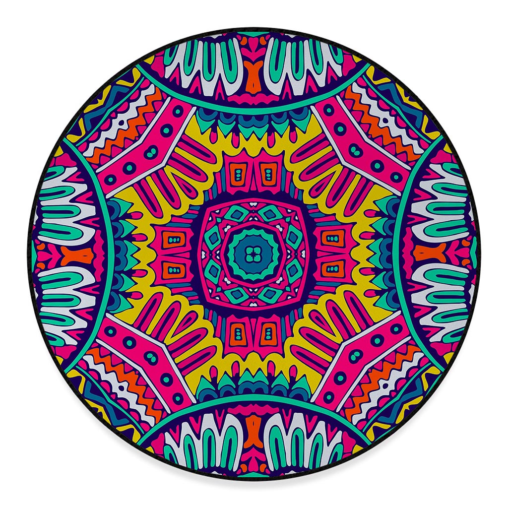 Colorful Mandala Bohemian Pattern Print Round Floor Mat