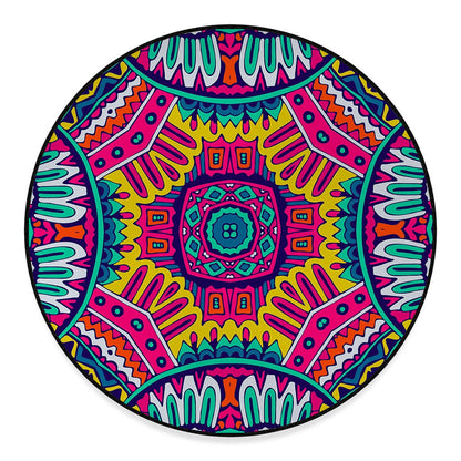 Colorful Mandala Bohemian Pattern Print Round Floor Mat