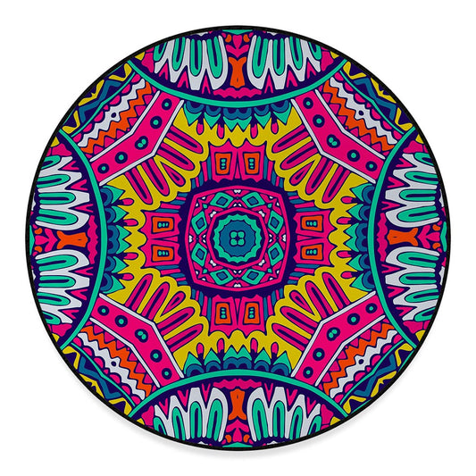 Colorful Mandala Bohemian Pattern Print Round Floor Mat