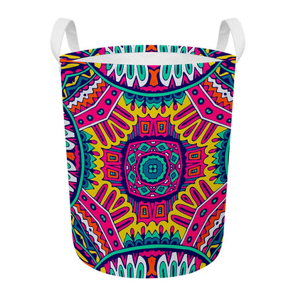 Colorful Mandala Bohemian Pattern Print Round Laundry Basket