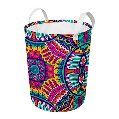 Colorful Mandala Bohemian Pattern Print Round Laundry Basket