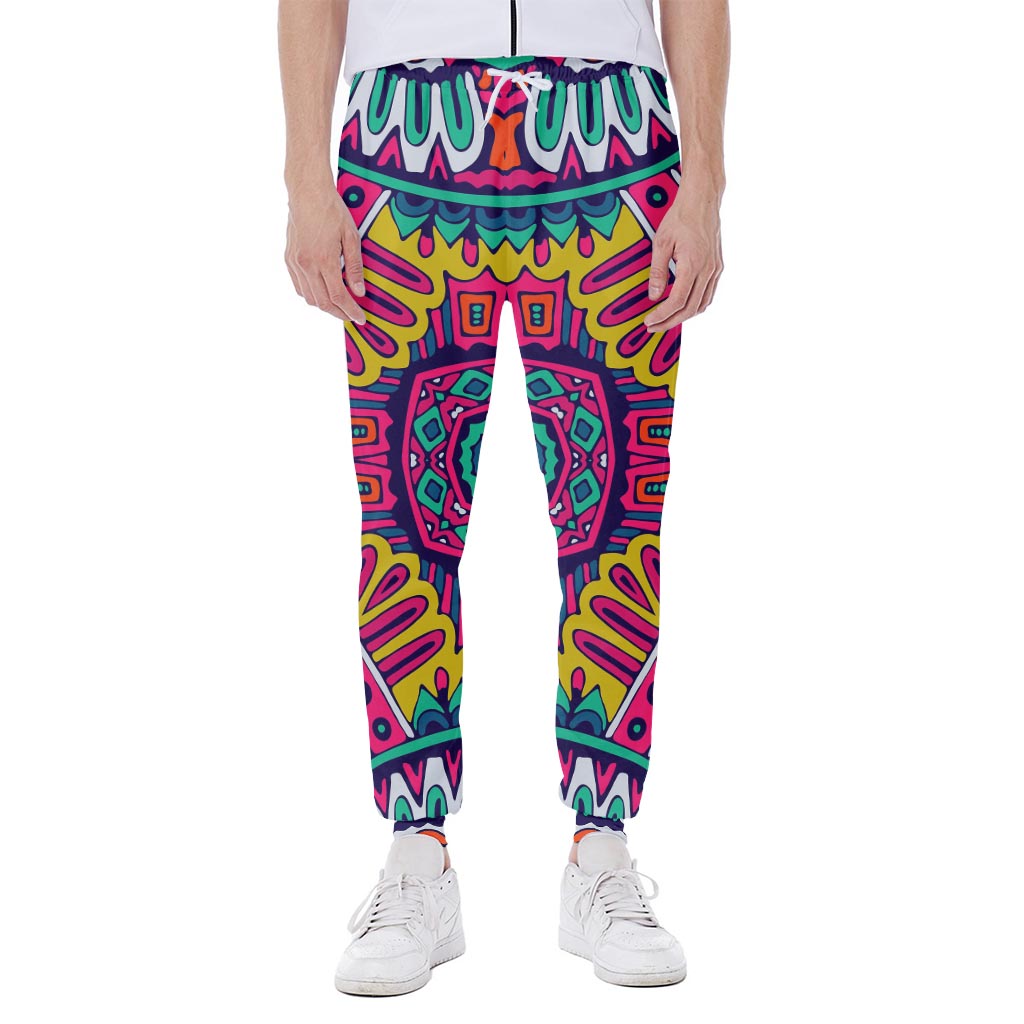 Colorful Mandala Bohemian Pattern Print Scuba Joggers