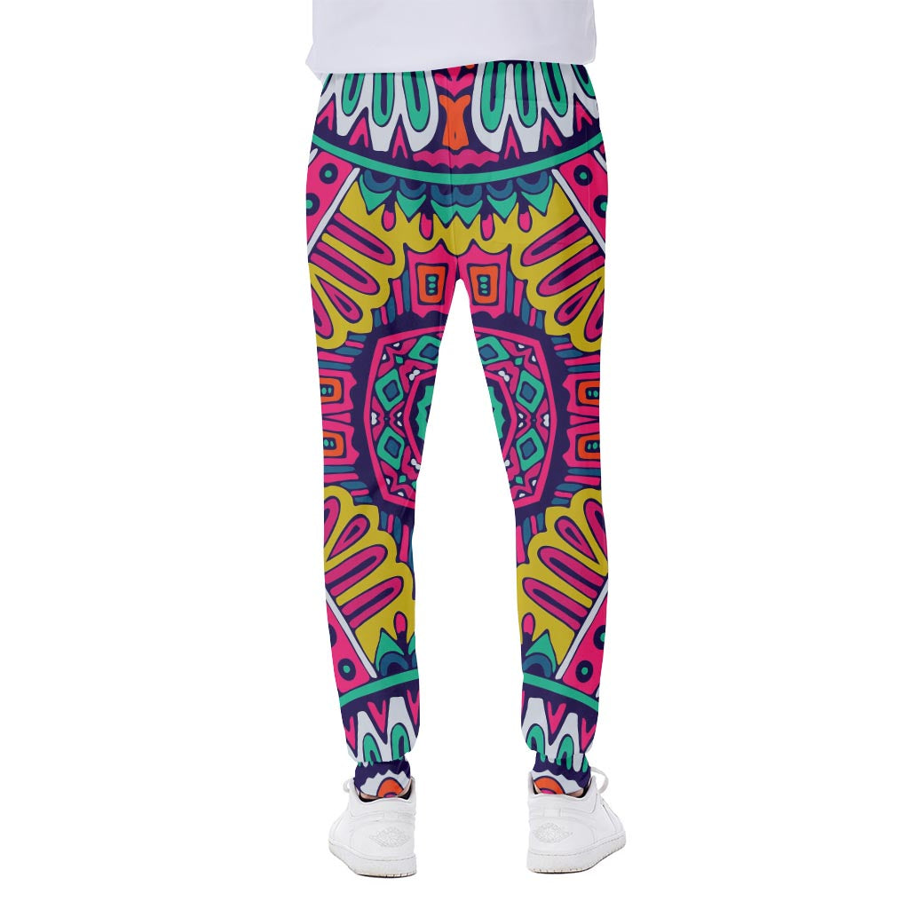 Colorful Mandala Bohemian Pattern Print Scuba Joggers
