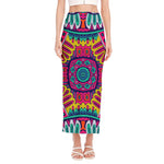 Colorful Mandala Bohemian Pattern Print Side Slit Maxi Skirt