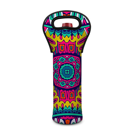 Colorful Mandala Bohemian Pattern Print Single Neoprene Wine Tote