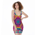 Colorful Mandala Bohemian Pattern Print Sleeveless Bodycon Dress