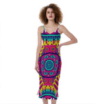 Colorful Mandala Bohemian Pattern Print Slim Fit Midi Cami Dress