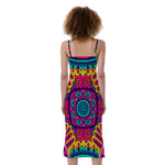 Colorful Mandala Bohemian Pattern Print Slim Fit Midi Cami Dress