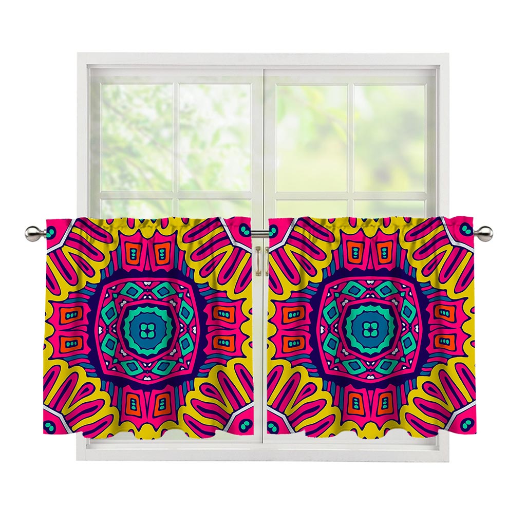 Colorful Mandala Bohemian Pattern Print Tier Curtains