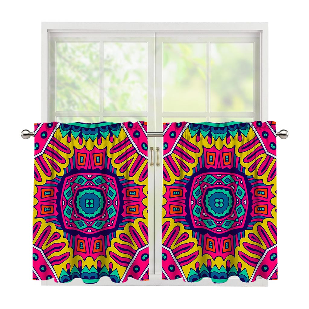 Colorful Mandala Bohemian Pattern Print Tier Curtains
