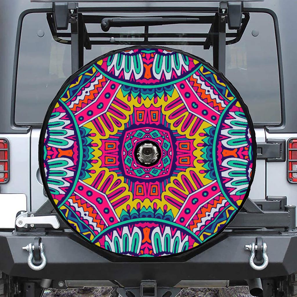 Colorful Mandala Bohemian Pattern Print Tire Cover With Camera Hole