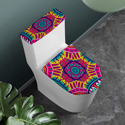 Colorful Mandala Bohemian Pattern Print Toilet Lid And Tank Cover Set