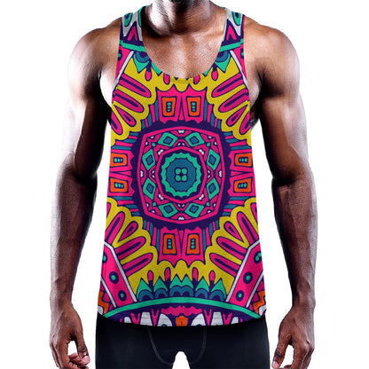 Colorful Mandala Bohemian Pattern Print Training Tank Top