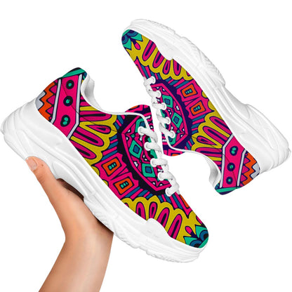 Colorful Mandala Bohemian Pattern Print White Chunky Shoes