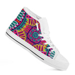 Colorful Mandala Bohemian Pattern Print White High Top Sneakers