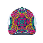 Colorful Mandala Bohemian Pattern Print White Mesh Trucker Cap