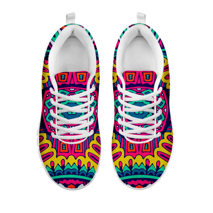 Colorful Mandala Bohemian Pattern Print White Running Shoes