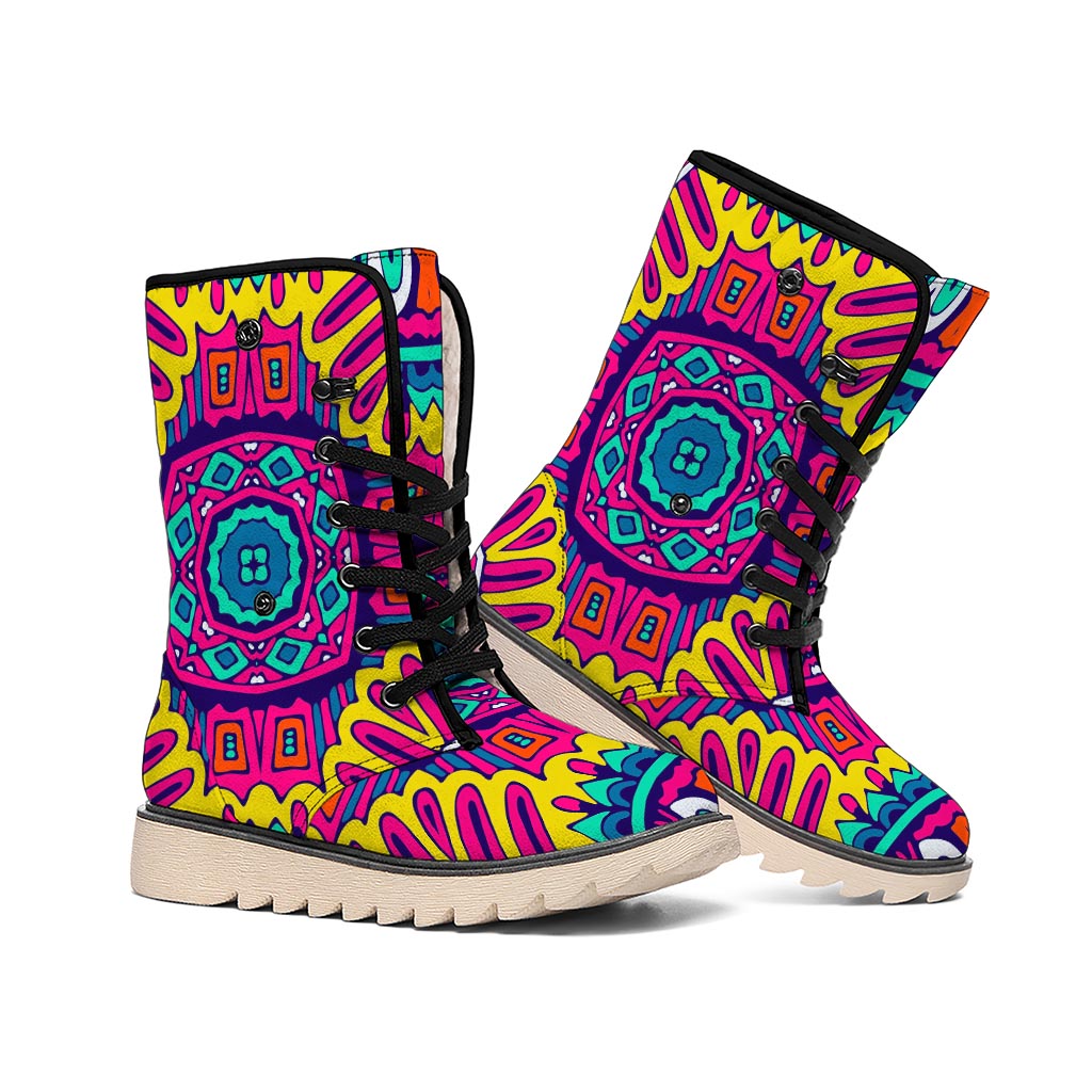 Colorful Mandala Bohemian Pattern Print Winter Boots