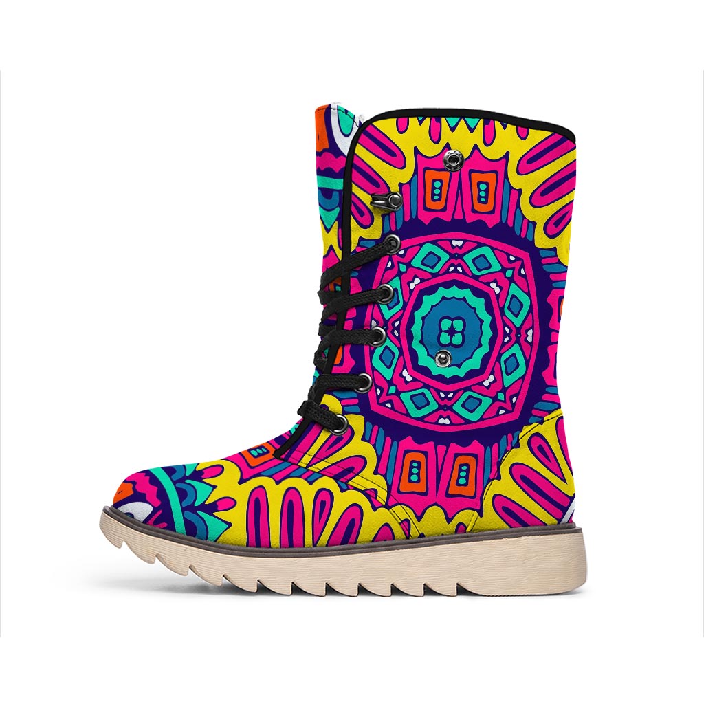 Colorful Mandala Bohemian Pattern Print Winter Boots