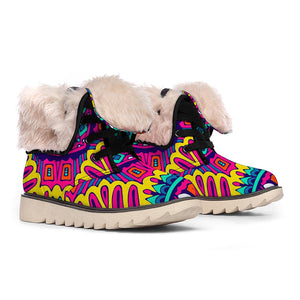 Colorful Mandala Bohemian Pattern Print Winter Boots