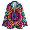 Colorful Mandala Bohemian Pattern Print Women's Cotton Blazer