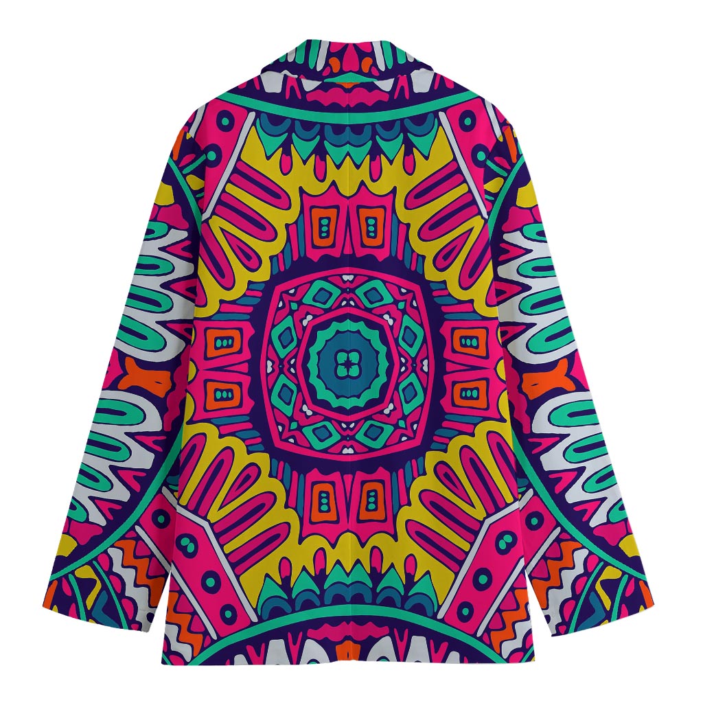 Colorful Mandala Bohemian Pattern Print Women's Cotton Blazer