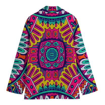 Colorful Mandala Bohemian Pattern Print Women's Cotton Blazer