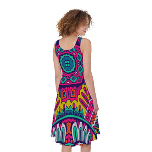 Colorful Mandala Bohemian Pattern Print Women's Sleeveless Dress