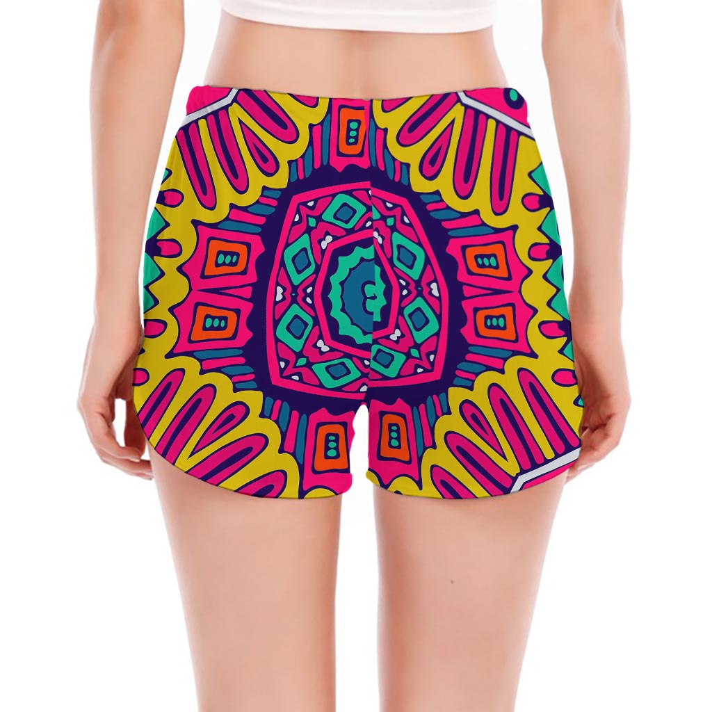 Colorful Mandala Bohemian Pattern Print Women's Split Running Shorts